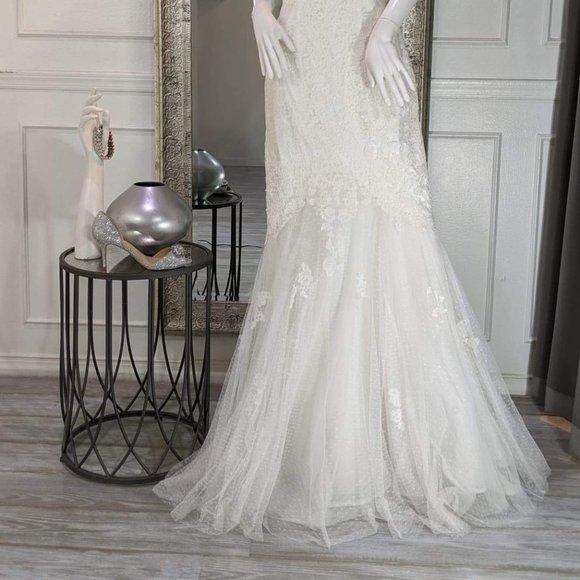 Off White Formal Evening Wedding Dress Gown - Picture 2 of 4